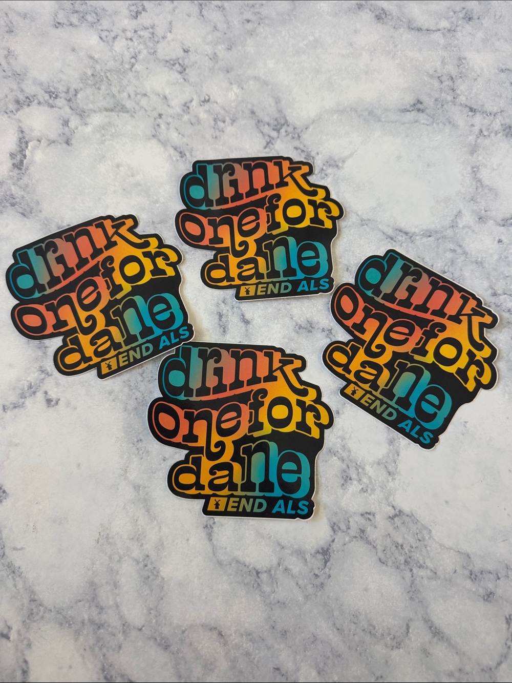 4x Dutch Bros Stickers Decal Drink One For Dane Multicolor Awareness End ALS